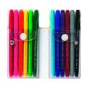 Pentel Fibre-Tip Color Pen Set, Fine Lines, Water-Based Ink, Snap-Fit Caps, Smooth Texture, Comfortable Grip, Ideal for Drawing & Notes, Assorted - Pack of 12 Colors 1