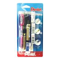 Pentel Fiesta Study Set, 0.5 mm Pencil with HB Leads & Eraser, All-in-One Exam Kit, Ideal for School & Home Use, Assorted - Pack of 1 + 100 + 1