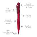 قلم رصاص ميكانيكي بينتل (Twist-Erase) قياس (0.5mm) نقرة جانبية سريعة، ممحاة طويلة قابلة للدوران، انسيابية في الكتابة، مثالي للكتابة الفنية والرسم جسم أحمر 1