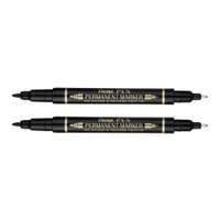 Pentel Twin Tip Permanent Markers, Fine & Extra-Fine, Low-Odour, Smooth Flow, Comfortable Grip, Ideal for Marking & Labelling, Black – Pack of 2
