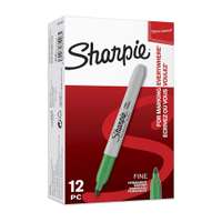 Sharpie Permanent Marker, Fine Tip, Smear-Resistant, Smudge Free, Quick Dry, Smooth Flow, Opaque on Dark Surfaces, Ideal for Marking & Writing, Green - Pack of 12