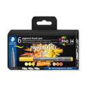 Staedtler Pigment Arts Brush Pen Set, Medium-Firm Brush Nib, Waterproof, Quick-Dry, Lightfast, Ideal for Lettering & Illustration, Yellows & Orange Assorted - Pack of 6 0
