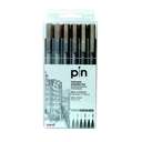 Uni Pin Calligraphy Fineliner Set, Assorted Tips, Archival Pigment, Waterproof & Fade-Resistant, Textured Grip, Ideal for Lettering & Sketching – Pack of 6 0