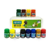Apsara Poster Colours, 12 Shades with Free Palette, Plastic Box Set