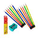 Nataraj Fluro Print Pencil, HB, 12 Pencils with Sharpener 0