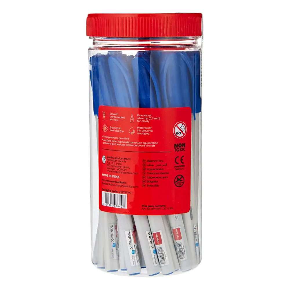 Nataraj Tririte X Fine Ball Pen, Blue Ink 0.7mm – Jar of 25 1