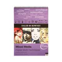 Daler Rowney Mixed Media Spiral Pad, A2, 250gsm, 30 Sheets, Acid-Free Heavyweight Multi-Surface Paper