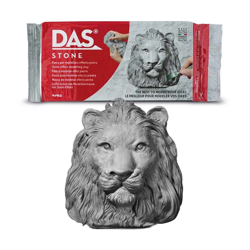 Giotto DAS Stone-Effect Modelling Clay, 1 kg Block, Air-Dry, Mineral-Based, Easy to Roll & Shape, Enhance Creativity, Ideal for Moulding and Other Activity – Grey 1