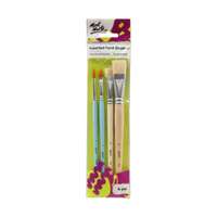 Mont Marte Brush Set, Flat & Round Brushes for Broad Strokes & Fine Details - Pack of 4