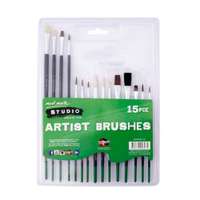 Mont Marte Studio Artist Brush Set, 15 Pieces, Synthetic Bristles for Acrylic, Oil & Watercolour Techniques - Pack of 5