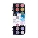 Mont Marte Watercolor Cake Metallic, 16 Colors + Brush 0