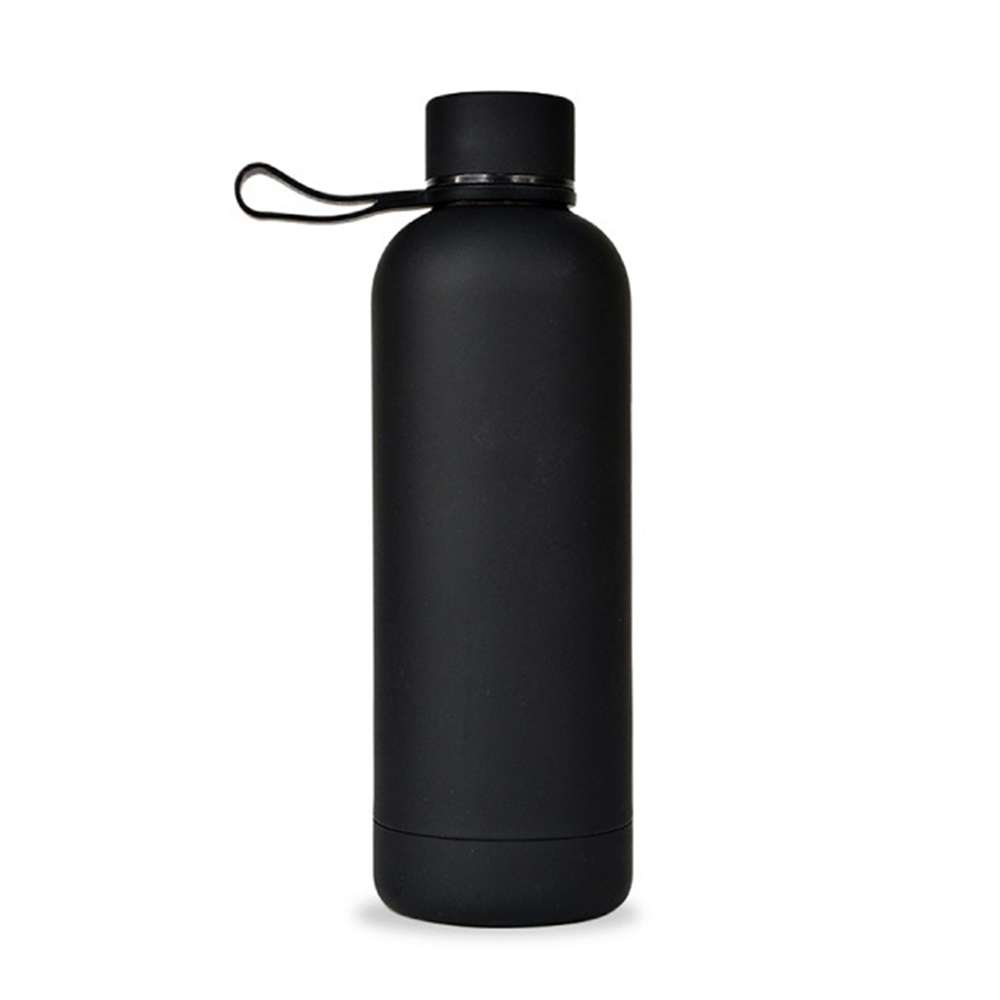 Aggert Stainless Steel Water Bottle, 750ml, Double-Wall Vacuum, Rubber Coating, Leak-Resistant, Ideal for School & Office Use – Black