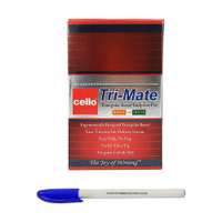 Cello Tri-Mate Ball Pen, 0.7mm Tip, Low-Viscosity Ink, Triangular Grip, Smooth Pressure-Free Writing, Consistent Flow, Ideal for School & Office Use, Blue - Box of 50