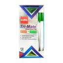 Cello Tri-Mate Ball Pen, 1.0mm Tip, Low-Viscosity Ink, Triangular Grip, Smooth Bold Lines, Consistent Flow, Ideal for School & Office Use, Green - Box of 12 0