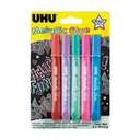 UHU Metallic Glitter Glue, 10 ml, Reflective Shine, Fine Dosing Tip, Solvent-Free, Washable, Mess Free, Ideal for Art & Craft - Pack of 5 0
