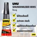 UHU Super Glue Minis, 1 g, Individually Sealed Tubes, Ultra-Fast, Strong Bond, Easy to Use, Ideal for Craft, Home & Office Use, Transparent - Pack of 3 3