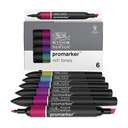 Winsor & Newton ProMarker Set, Rich Tones, Twin-Tip Alcohol Markers, Deep Palette, Ideal for Art & Craft for Professionals - Pack of 6 Color 0