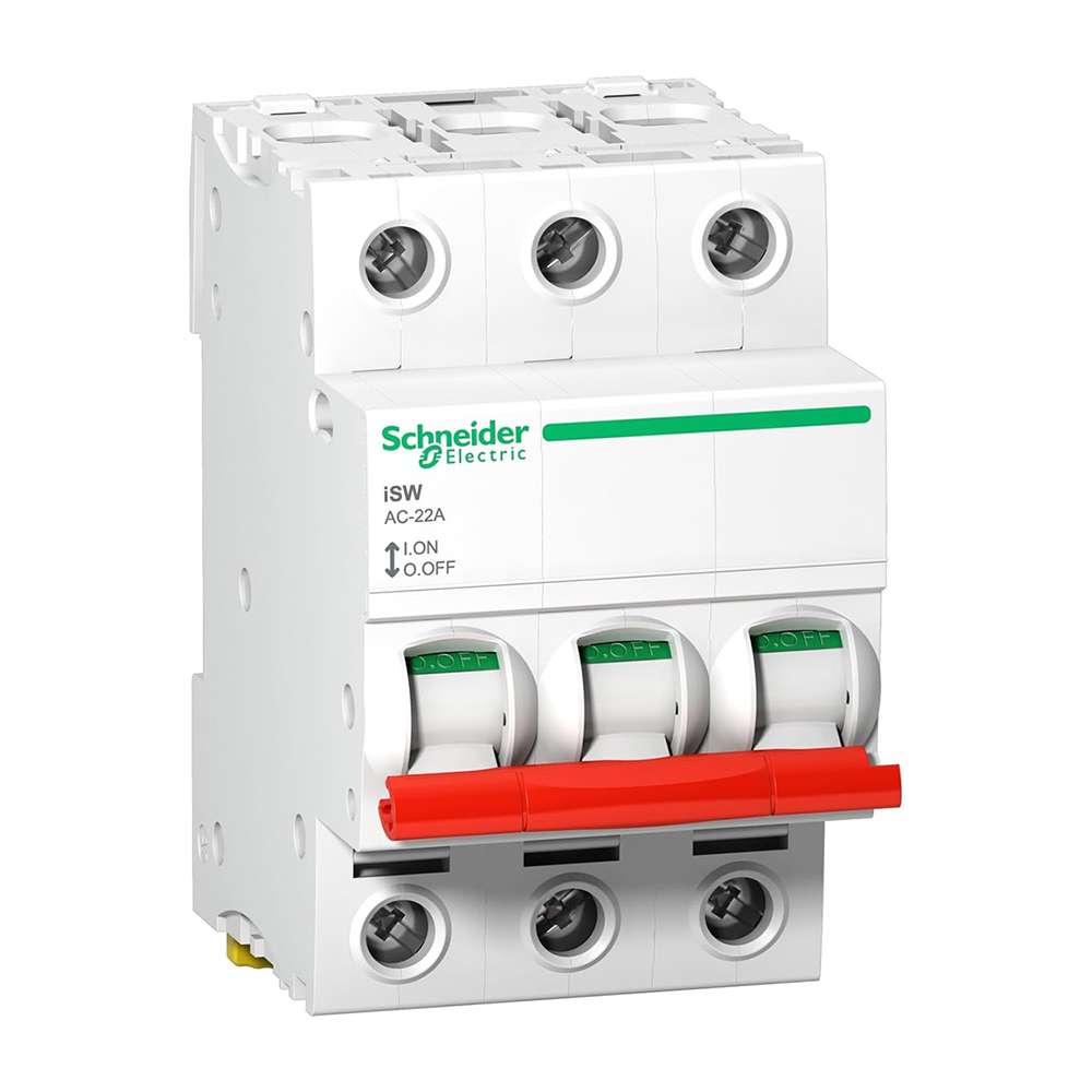 Schneider Acti9 iSW Switch Disconnector 3P 40A 415VAC A9S66340, Visible Isolation, Padlockable, DIN-Rail