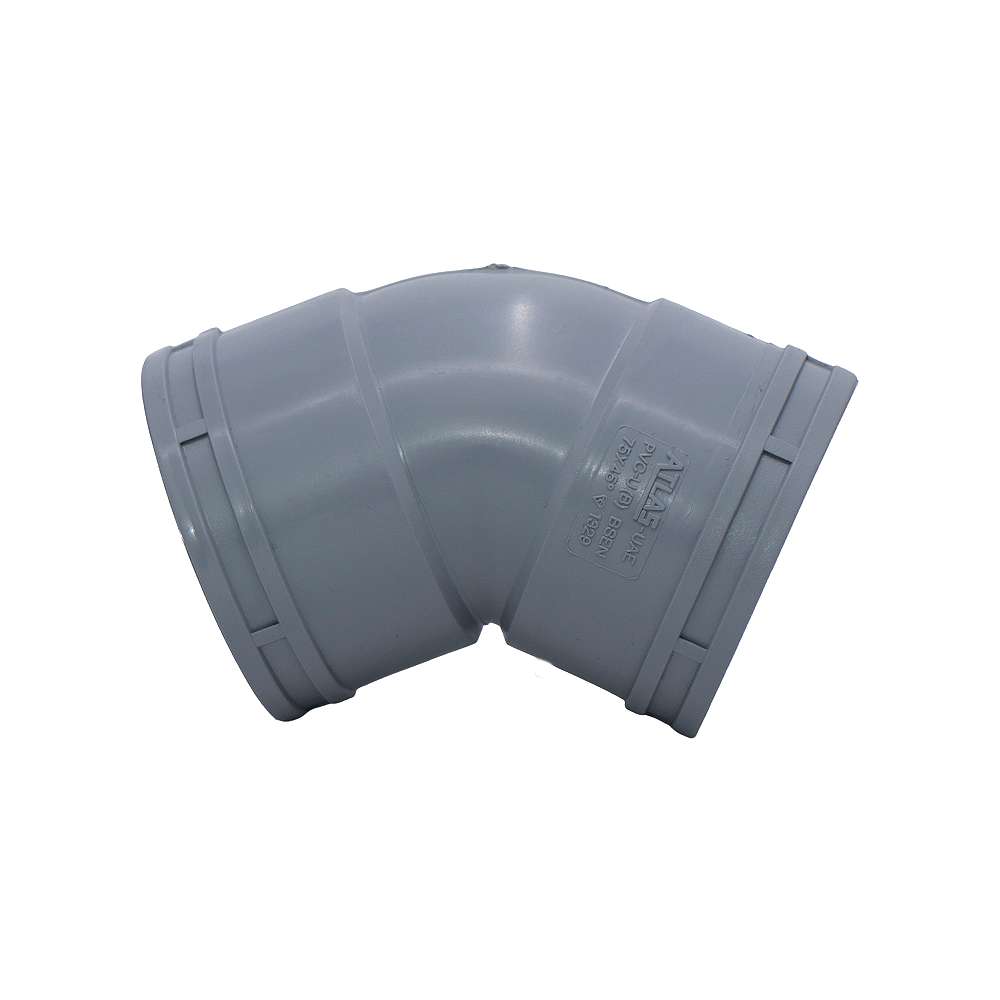 كوع بلاستيكي (UPVC) من أطلس (Atlas) بزاوية (45) درجة قياس (56mm) يعمل بدرجات حرارة عالية (140F) يباع بالقطعة 1