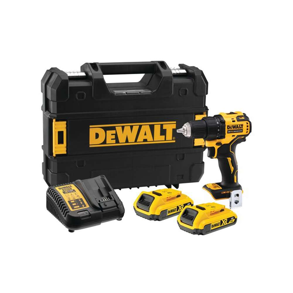 Dewalt 18V XR Brushless Compact Drill Driver - 2 X 2Ah Charger Tstak 0