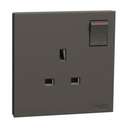 Schneider Electric AvatarOn C Switched Socket, 13A 250V, 1-Gang, Gives Premium Look, Suitable for Home & Office – Dark Grey 1