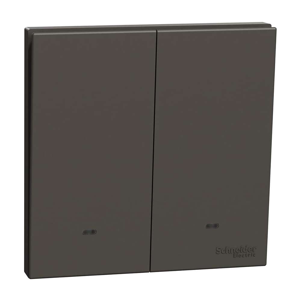 Schneider Electric AvatarOn C Plate Switch, 2-Gang 1-Way 16AX 250V, Straight-Line Styling for Everyday Control, Suitable for Home & Office – Dark Grey