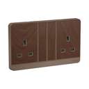 Schneider Electric AvatarOn Double Switched Socket, 13A 250V, 2-Gang, Gives Premium Look, Suitable for Home & Office – Dark Wood 0