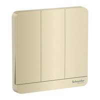Schneider Electric AvatarOn Plate Switch, 3-Gang 1-Way 16AX, Premium Metallic Accent for Feature Walls, Suitable for Home & Office – Gold