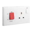 Legrand Eloe Cooker Control Unit 45A DP Switch with Neon 13A 2-Gang Socket White 618078 0
