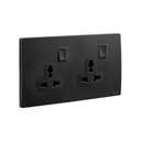 Legrand Mallia Senses Universal Switched Socket 13A 250V 2-Gang Matt Black 281122MB 0