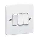 Legrand Synergy 3-Gang 1-Way Plate Switch 10A White 730124 0
