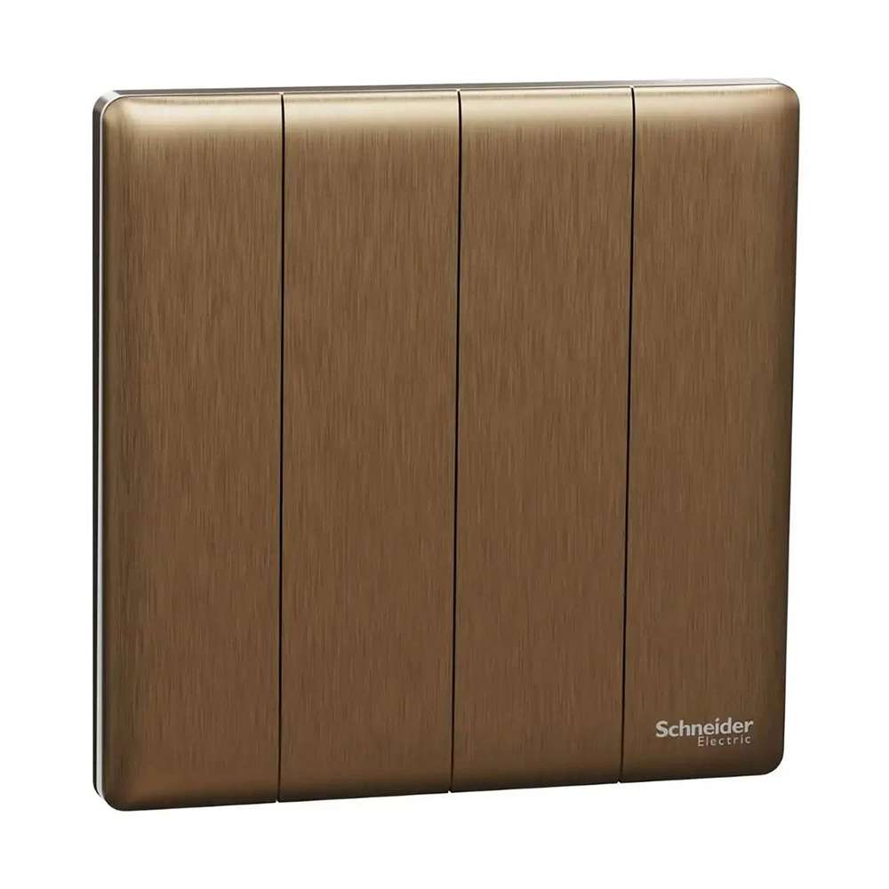 Schneider Electric Unica X Plate Switch, 4-Gang 2-Way 10Ax 250V, Gives Neat Look, Suitable for Modern Interior – Dark Bronze