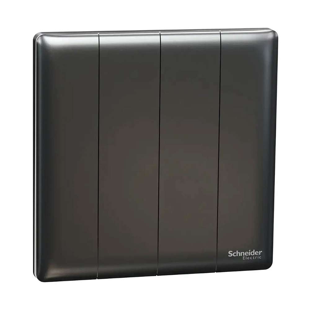 Schneider Electric Unica X Plate Switch, 4-Gang 2-Way 10Ax 250V, Gives Neat Look, Suitable for Modern Interior – Dark Grey