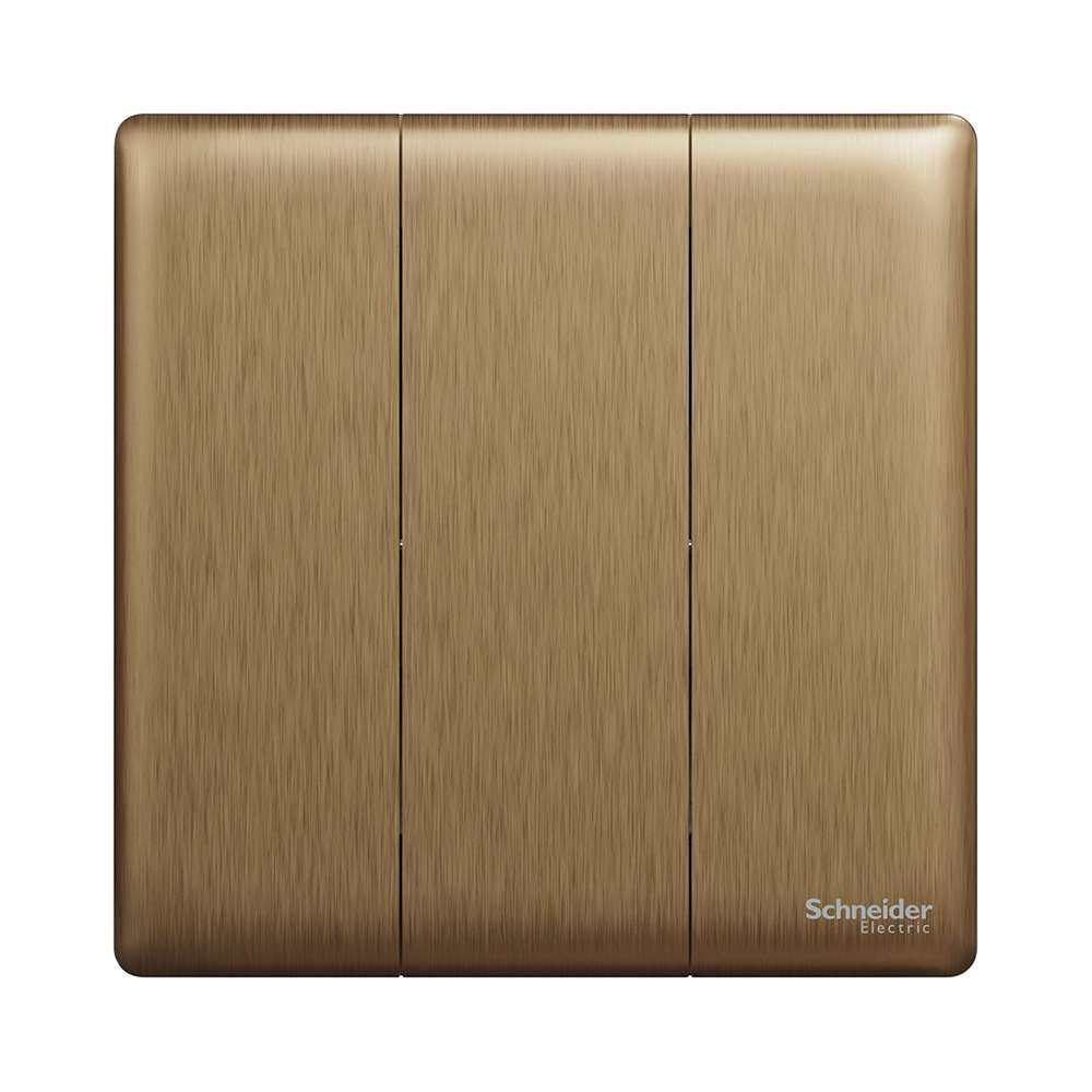 Schneider Electric Unica X Press Switch, 3-Gang 10A 250V, Gives Premium Look, Suitable for Home & Apartments – Dark Bronze