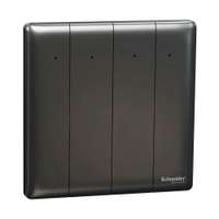 Schneider Electric Unica X Plate Switch with LED, 4-Gang 1-Way 16Ax, 250V, Gives Neat Look, Suitable for Modern Interior – Dark Grey