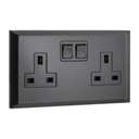 Legrand Belanko S 13A 2 Gang Double Pole Switched Socket with LED Anthracite 617747 0