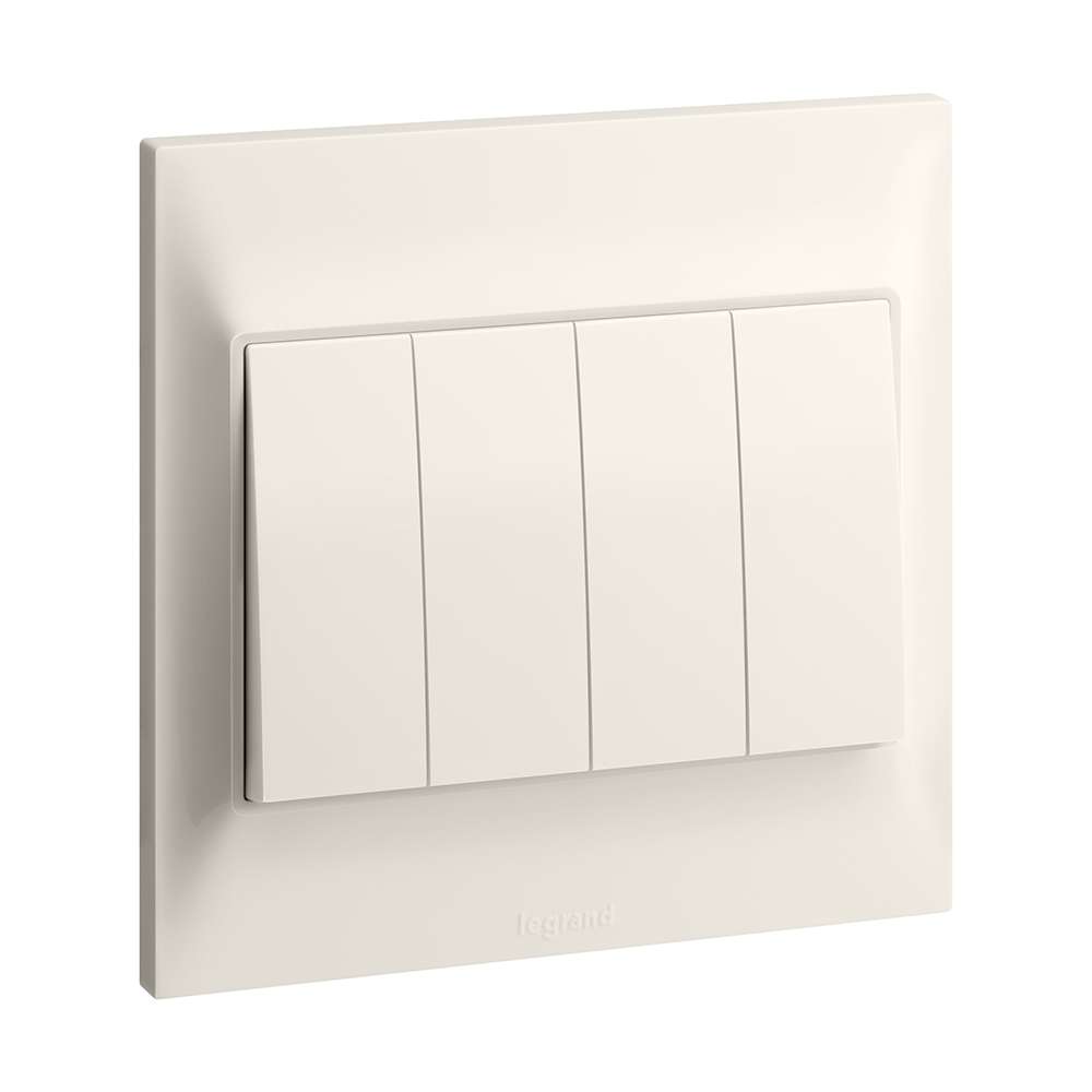 Legrand Belanko S 4-Gang 2-Way 16AX Switch, Quad Two-Point Control, Suitable for Modern Interior – Ivory