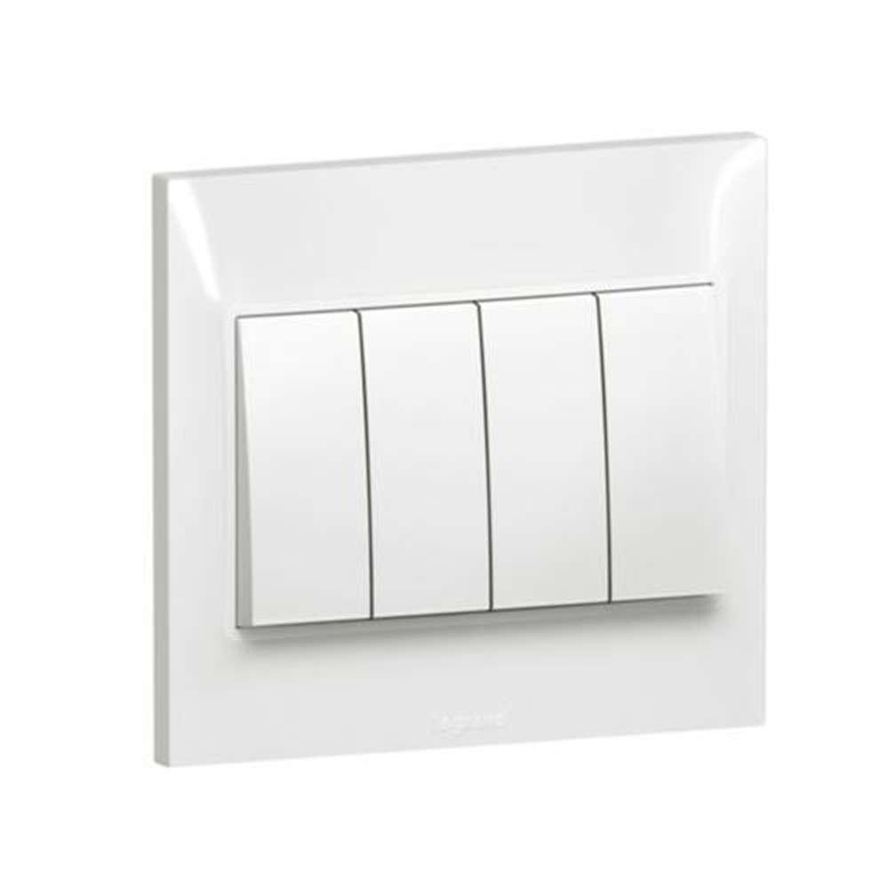 Legrand Belanko S 4-Gang 2-Way 16AX Switch, Quad Two-Point Control, Suitable for Modern Interior – White