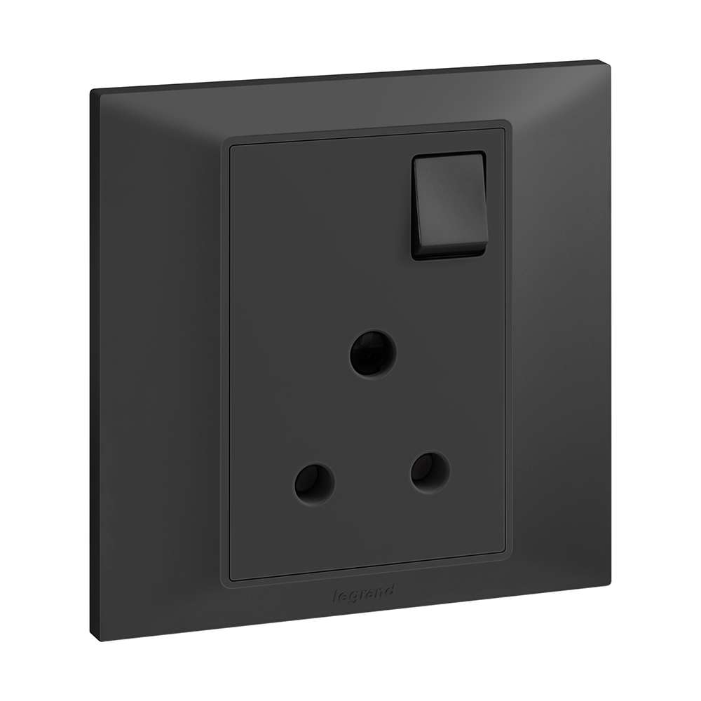 Legrand Belanko S 5A Switched Socket, Dedicated Low-Load Outlet, Suitable for Home & Office – Anthracite