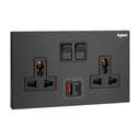 Legrand Galion 2 Gang Multistandard Switched Socket with USB-A and USB-C Matt Black 282337-C 0