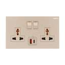 Legrand Galion 2-Gang Multistandard Switched Socket with USB-A and USB-C Champagne 282337-C2 1