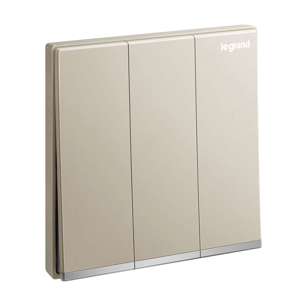 Legrand Galion 3-Gang 1-Way 16AX Switch, Triple Single-Point Control, Suitable for Home & Office - Champagne