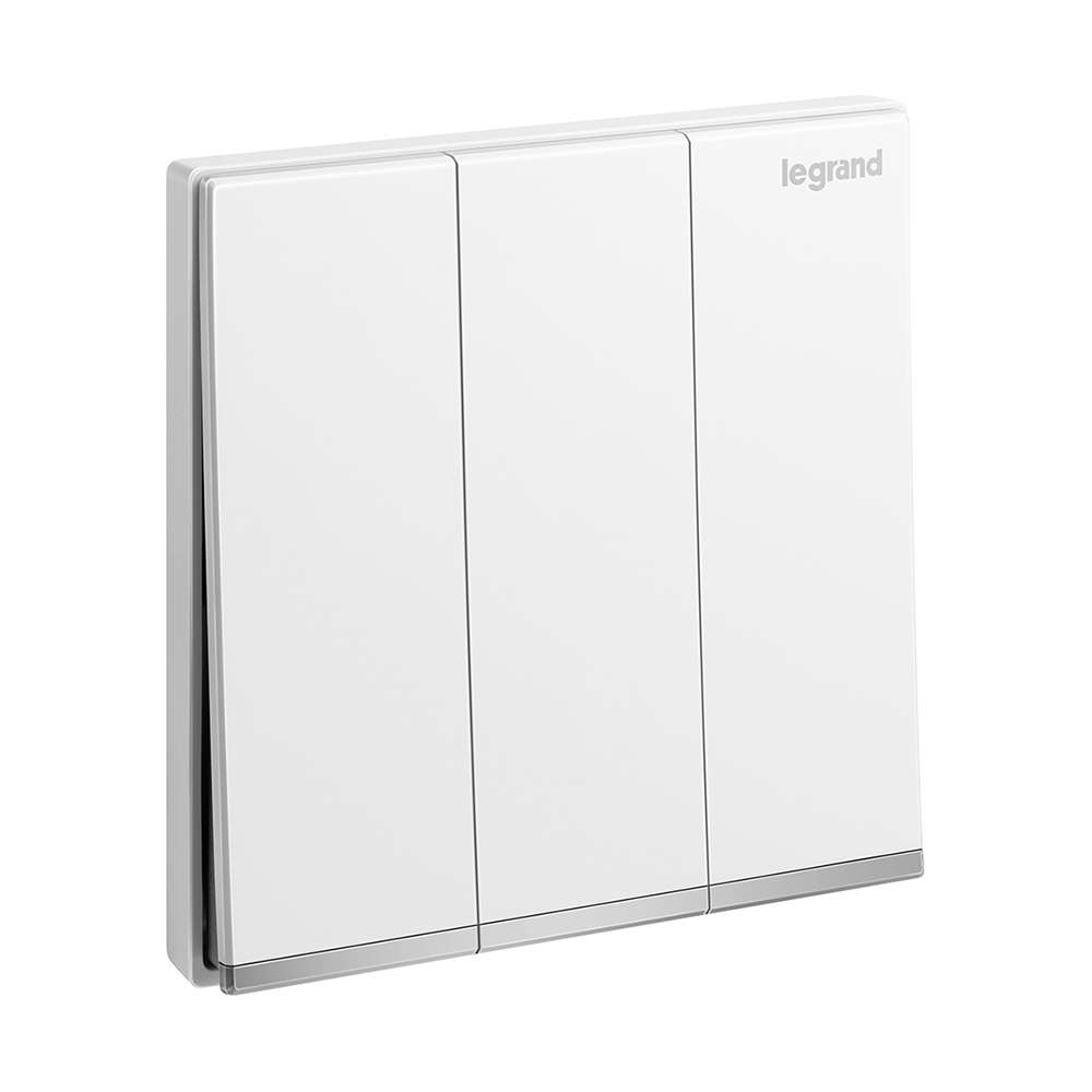 Legrand Galion 3-Gang 2-Way 16AX Switch, Triple Circuit Double-Point Control, Suitable for Home & Office - White