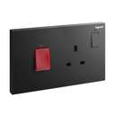 Legrand Galion 45A Double Pole Cooker Control Unit with 13A BS Socket and LED 3×6 Matt Black 282425-C 0