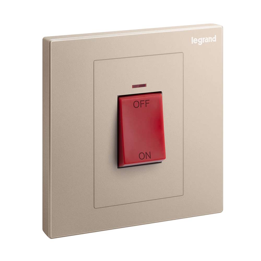 Legrand Galion 45A Double Pole Switch with LED & Red Indicator (3×3) |High-visibility Isolation Plate, Suitable for Home - Rose Gold 0