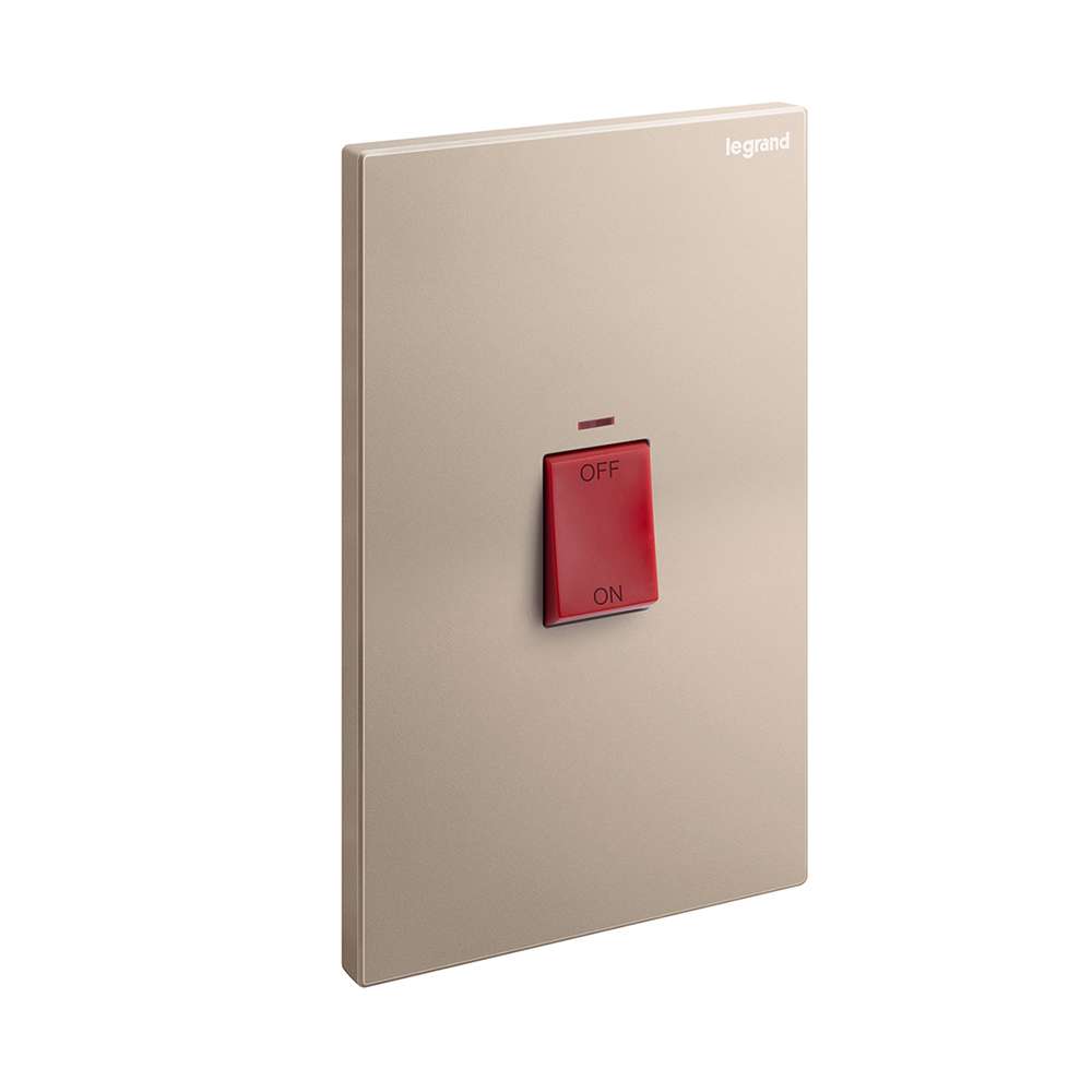 Legrand Galion 45A Double Pole Switch with LED & Red Indicator (3×6) Cooker Isolation with Large Plate, Suitable for Home - Rose Gold 0