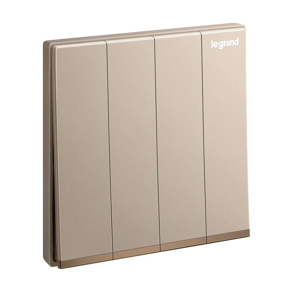 Legrand Galion 4-Gang 1-Way 16AX Switch, Quad Single-Point Control, Suitable for Home & Office - Rose Gold 0