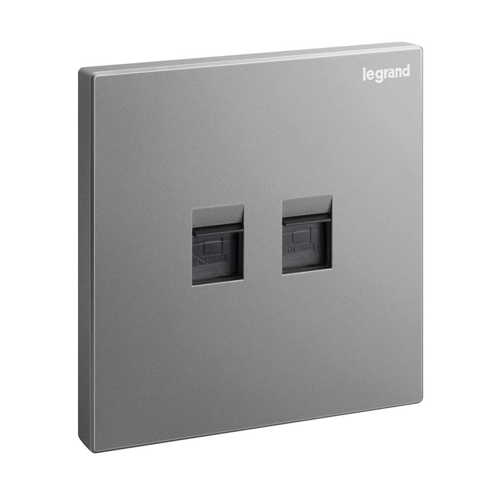 Legrand Galion Double RJ45 Category 6 Data Outlet, 2-Gang, Dual High-Speed Ports, Suitable for Office – Dark Silver 0