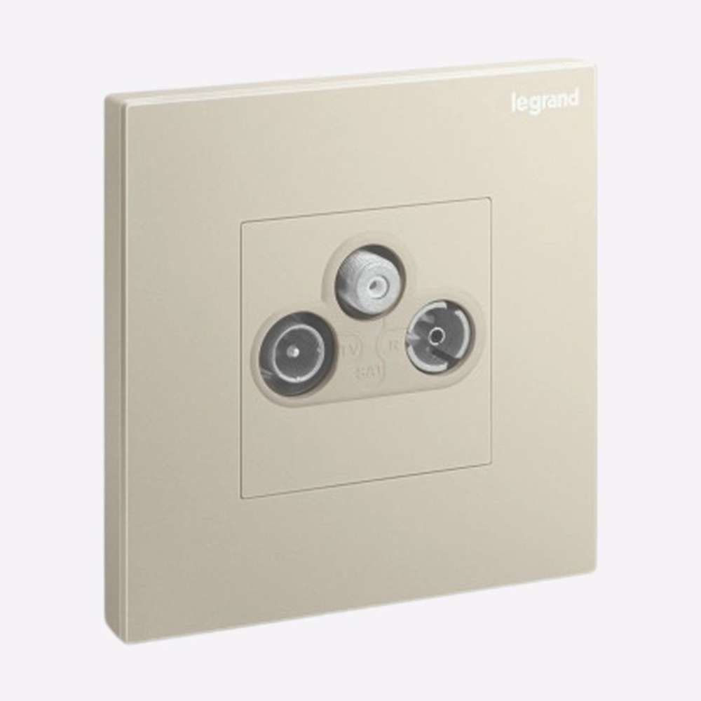 Legrand Galion TV, FM & SAT Socket TV-R-SAT, 1-Gang, Triple media feed, Suitable for Home & Office - Champagne 0