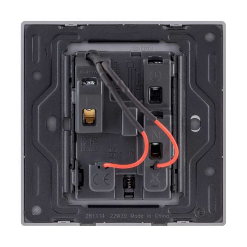 Legrand Mallia Senses 13A 1 Gang Single Pole Switched Socket with LED, Status-Lit Single Outlet, Suitable for Home & Office - Dark Bronze 2